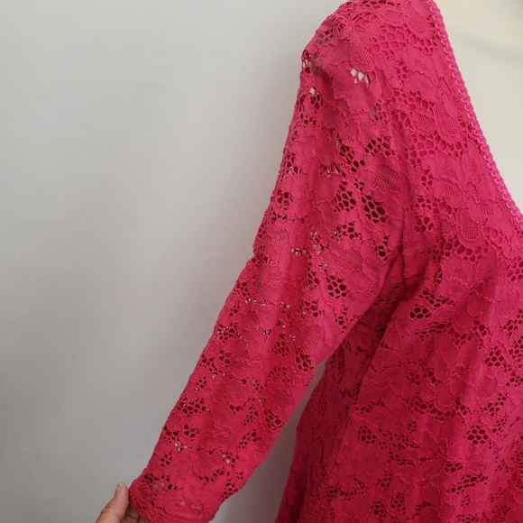 Free People Pink Scoop neck Lace Dress size large - Picture 4 of 9